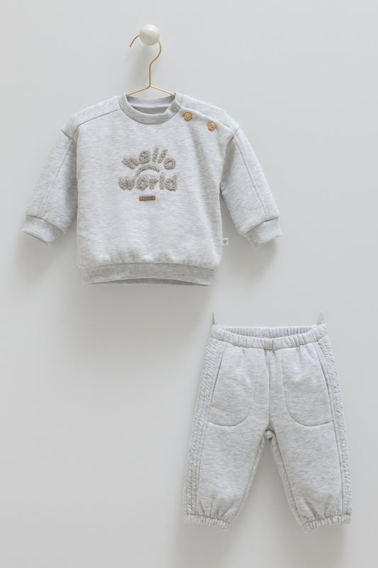 ترينينج قطن مبطن ١-١٢ شهر رمادي 🪡