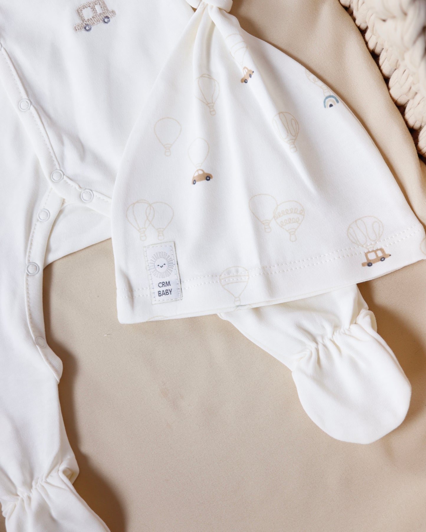 طقم أفرهول مع طاقية قطن ١٠٠٪‏🪡 ايفوري