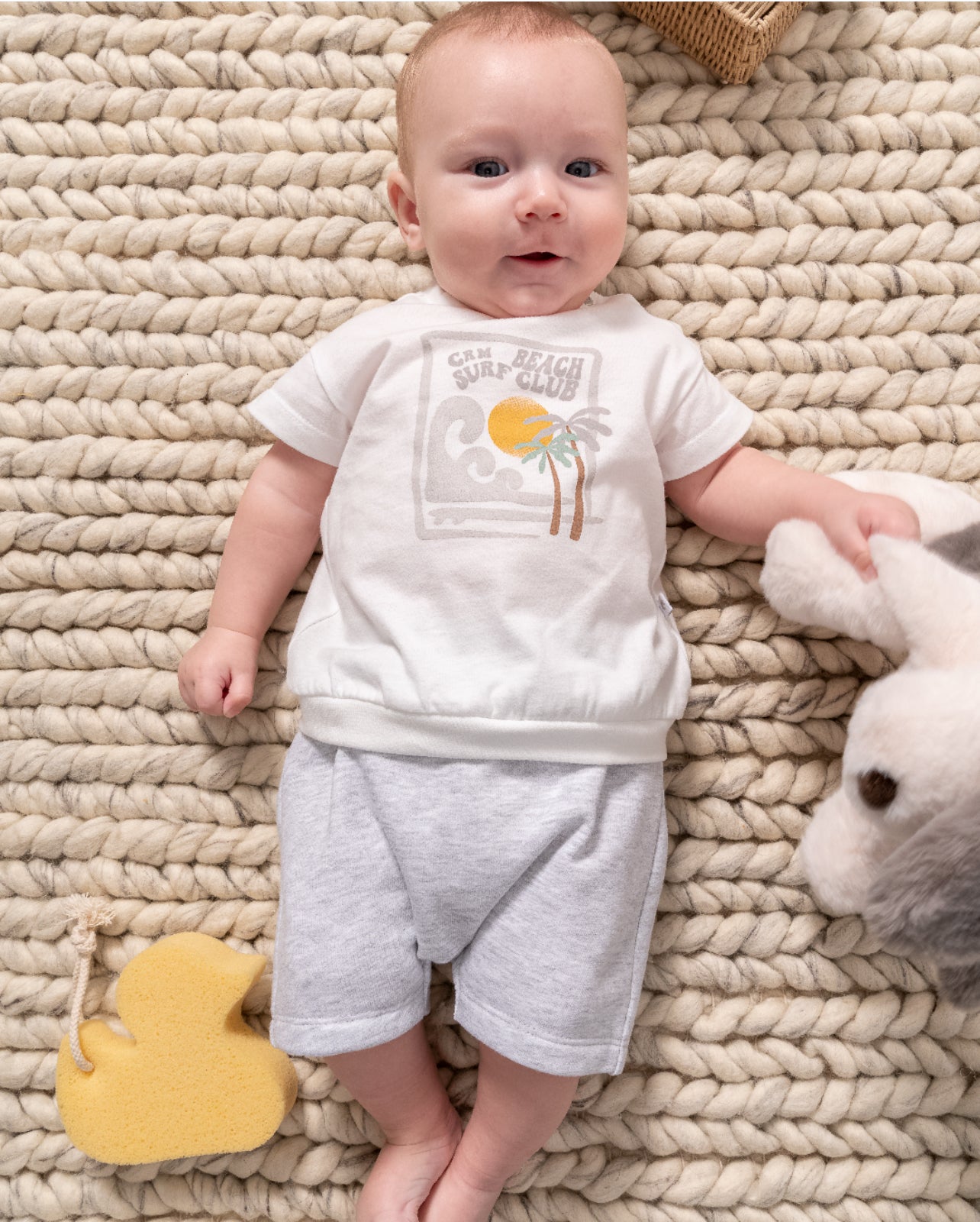 طقم صيفي قطن١٠٠٪‏ رمادي ٣-١٨ شهر