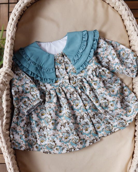 فستان بناتي 🩵٦-٣٦ شهر