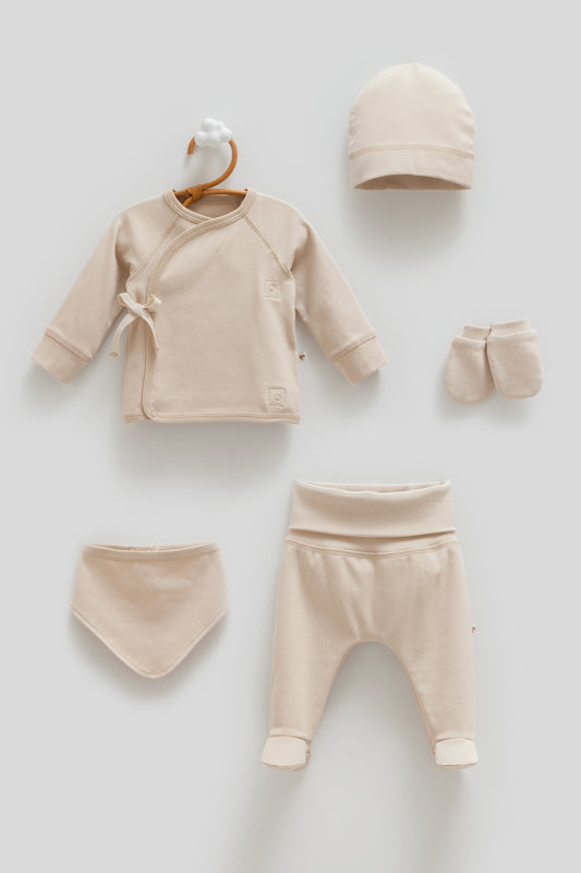 طقم حديث ولادة ٥ قطع🪡قطن طبيعي ١٠٠٪‏