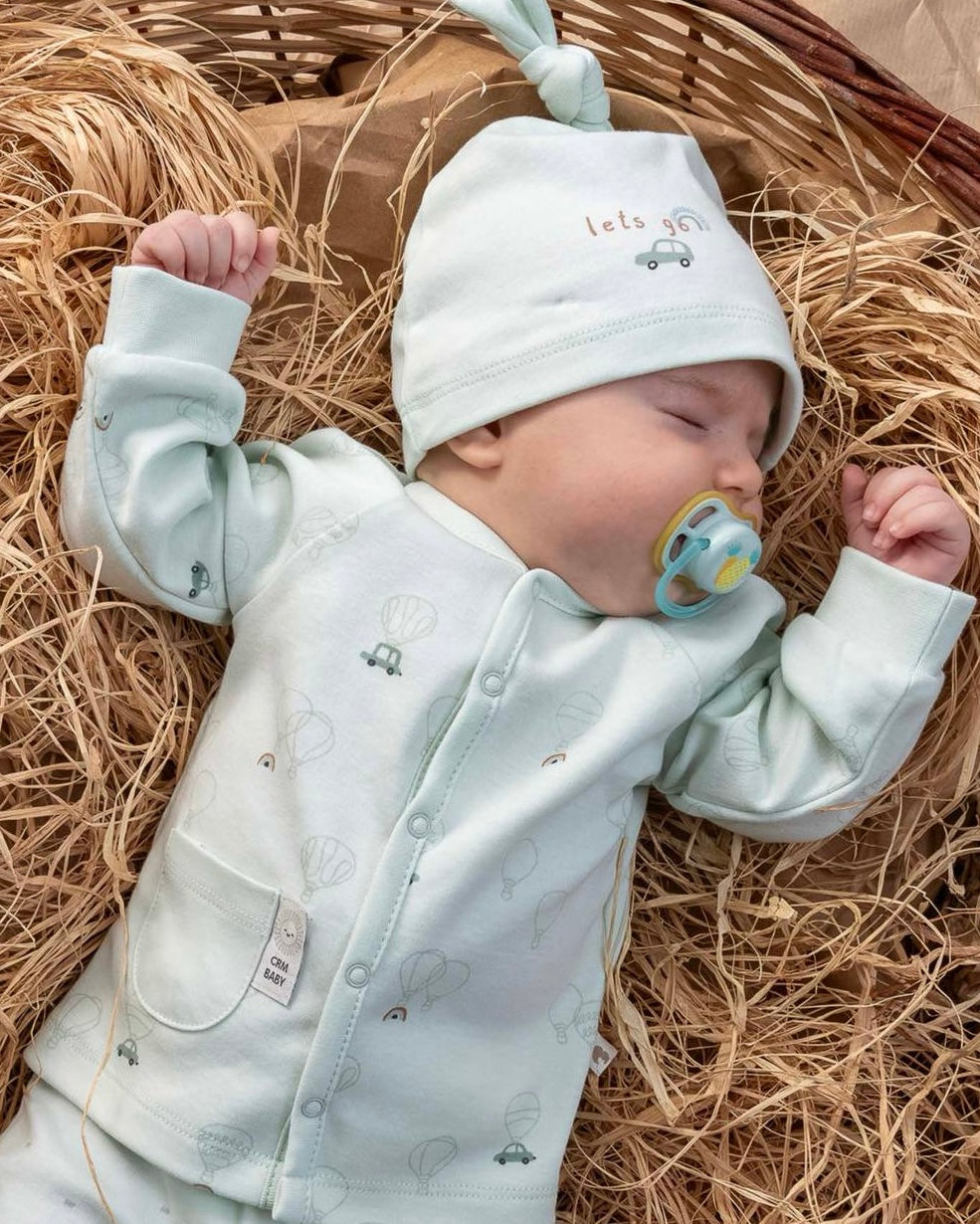 بجامة ٣ قطع قطن ١٠٠٪‏ أخضر ١-١٢ شهر