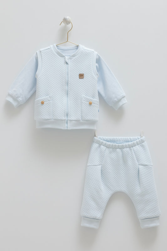 طقم ٣ قطع ٣-١٨ شهر ازرق⭐️