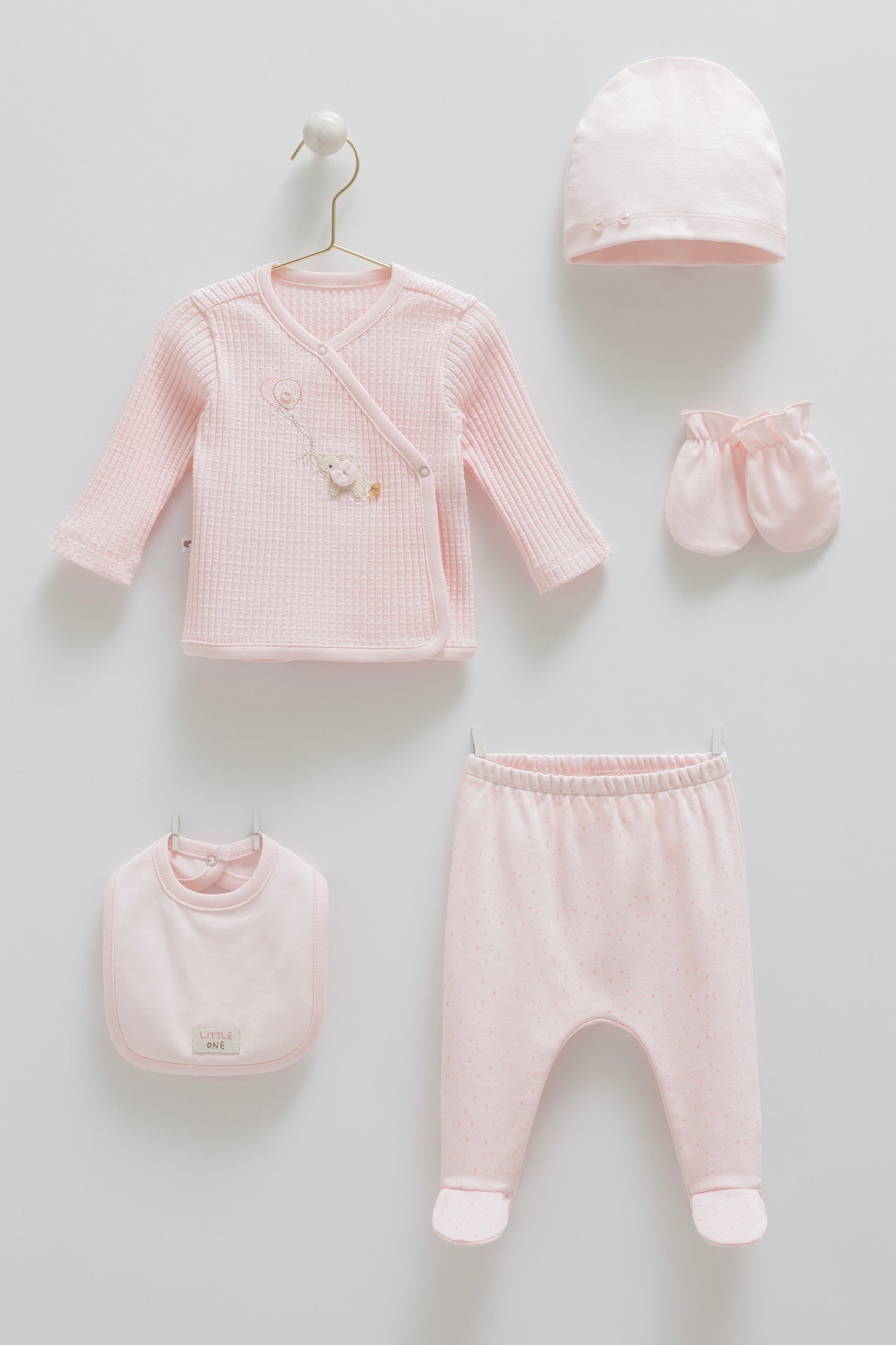 طقم حديث ولادة ٥ قطع🪡قطن طبيعي ١٠٠٪‏