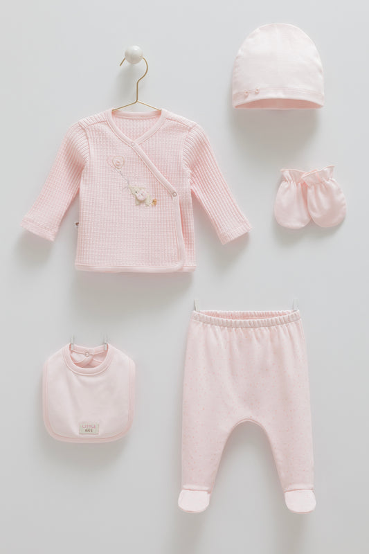 طقم حديث ولادة ٥ قطع🪡قطن طبيعي ١٠٠٪‏