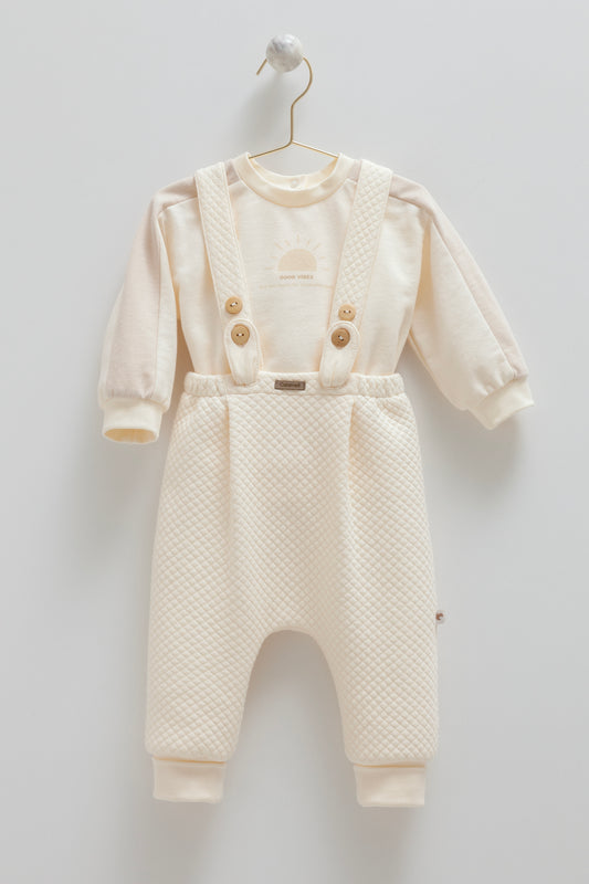 طقم قطعتين ٣-١٨ شهر ايفوري🔆