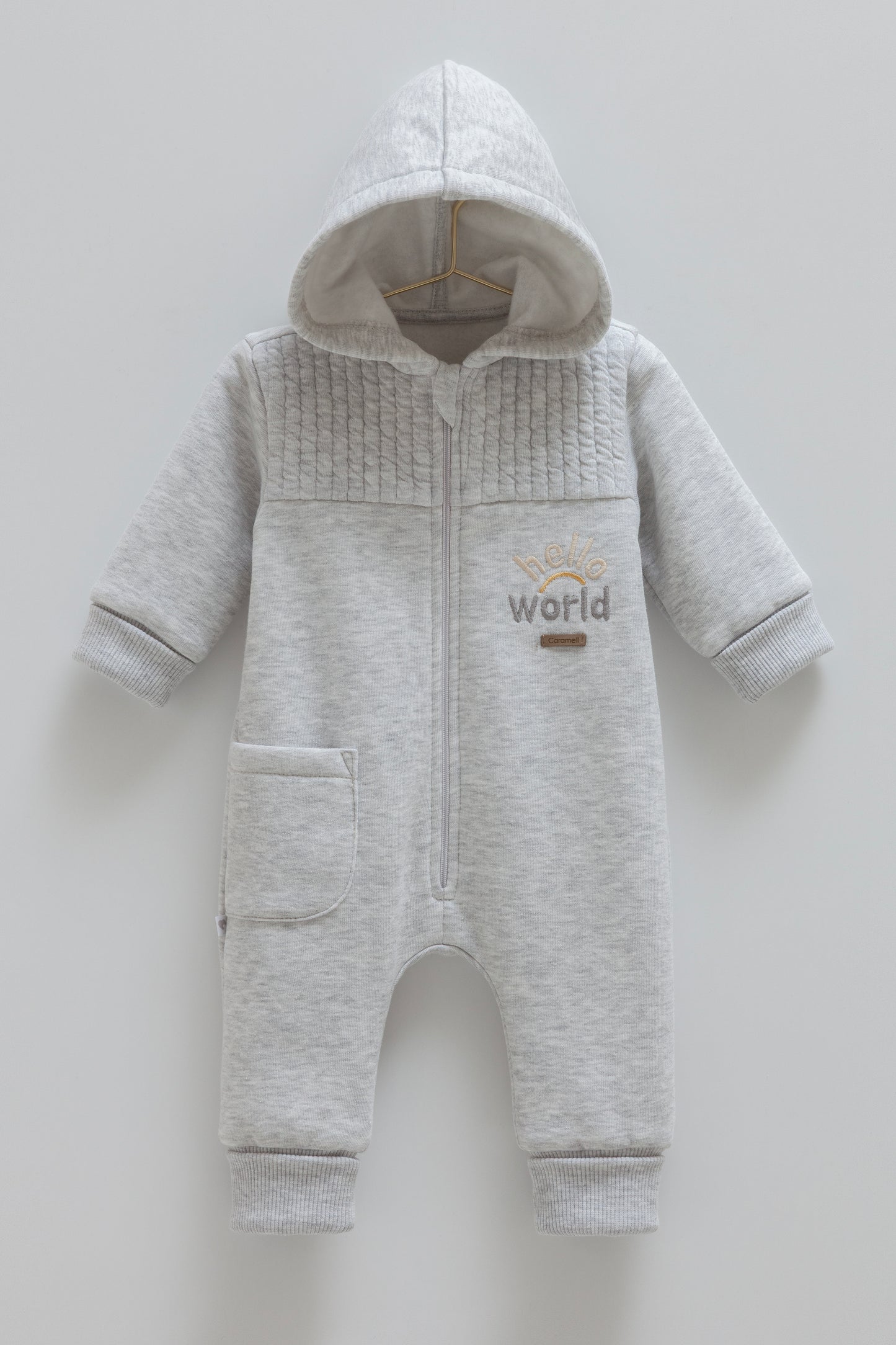 أفرهول قطن مبطن ١-١٢ شهر رمادي👼🏻