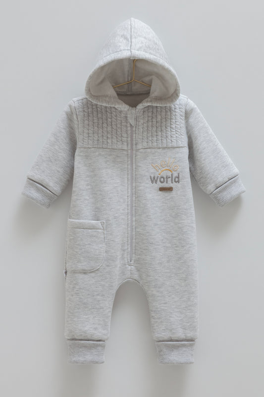 أفرهول قطن مبطن ١-١٢ شهر رمادي👼🏻