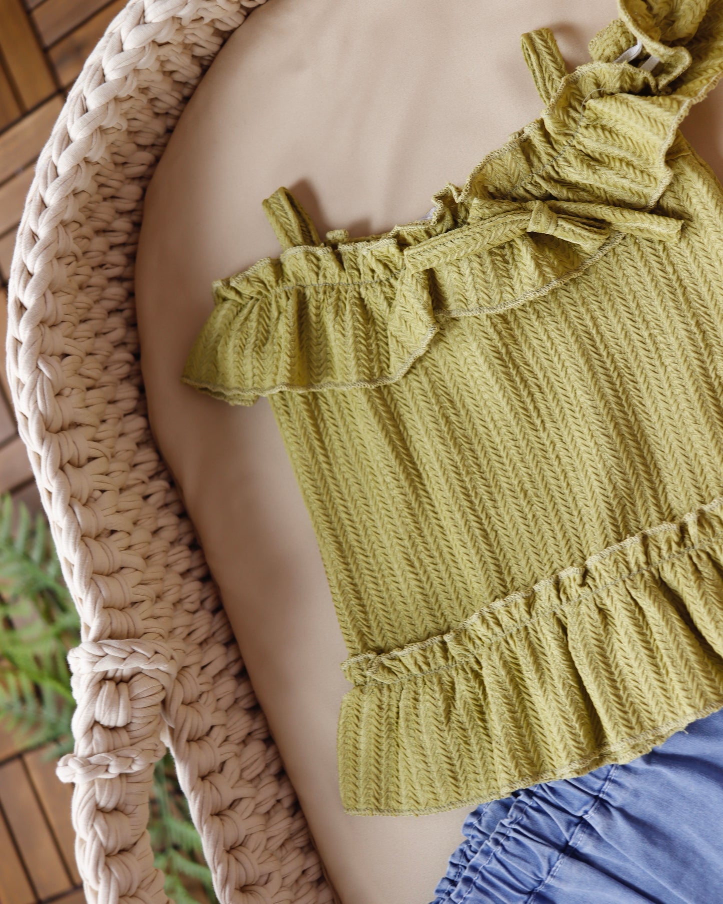 طقم قطعتين جينز خفيف💚