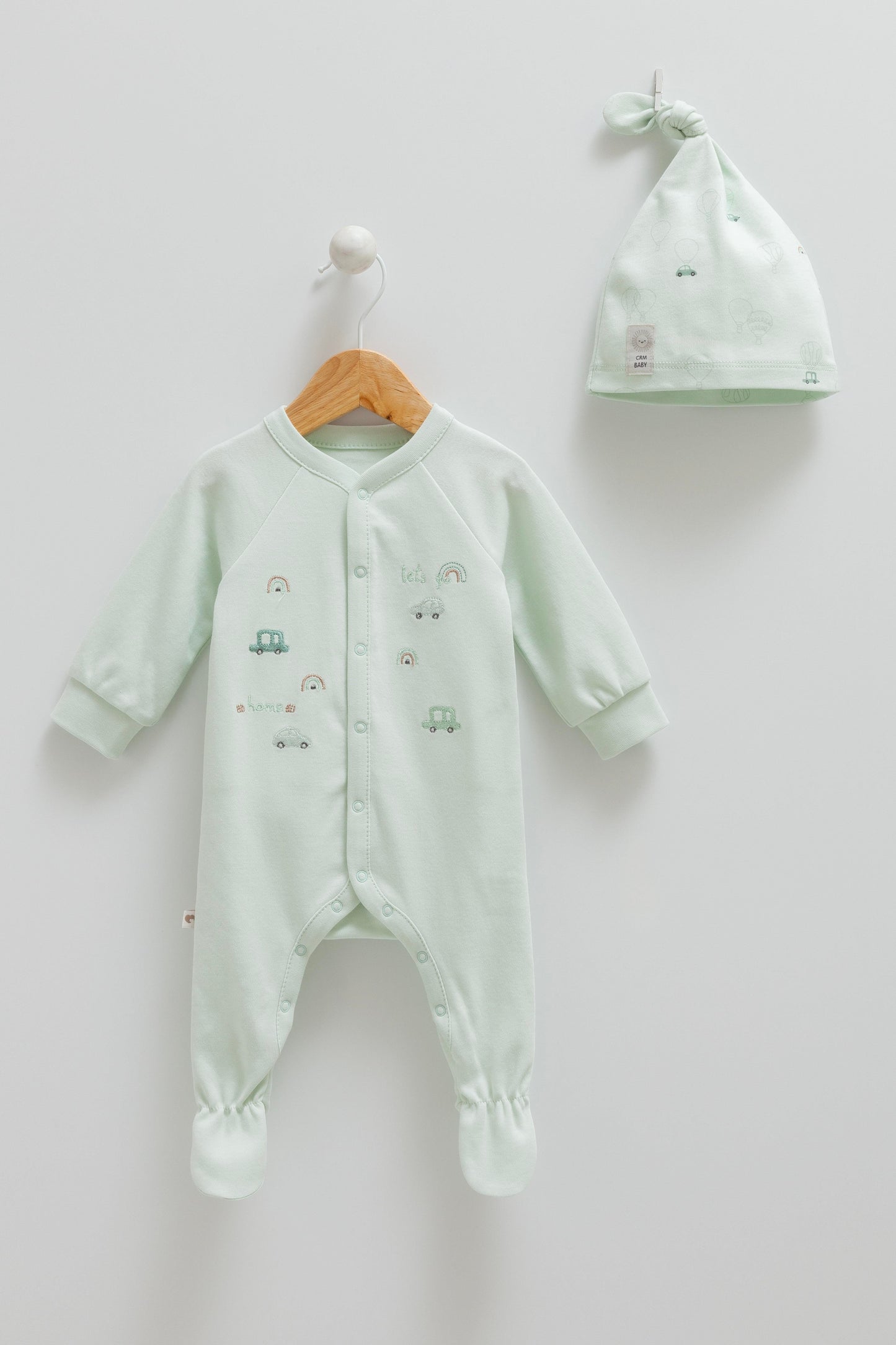 طقم أفرهول مع طاقية قطن ١٠٠٪‏🪡 أخضر