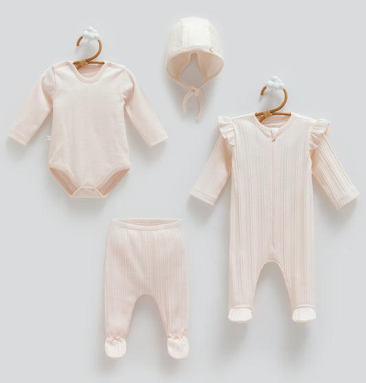 طقم بيبي ٤ قطع🪡قطن طبيعي ١٠٠٪‏