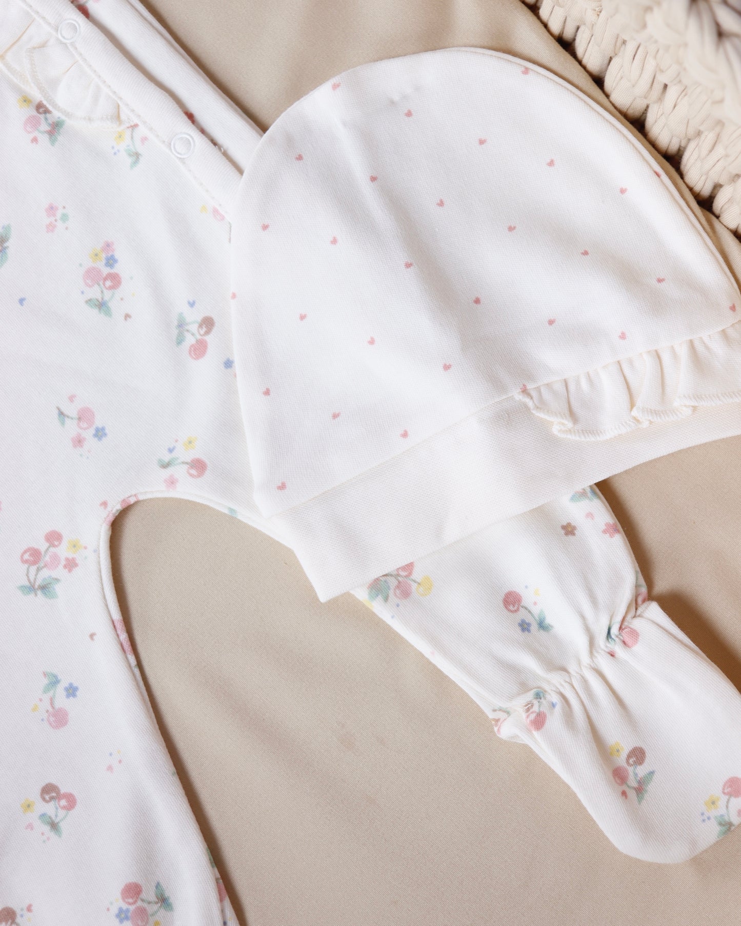 طقم أفرهول مع طاقية قطن ١٠٠٪‏🪡ايفوري