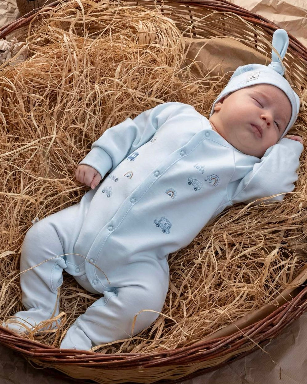 طقم أفرهول مع طاقية قطن ١٠٠٪‏🪡أزرق