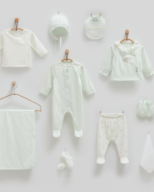 طقم بيبي قطن ١٠ قطع/ ١-٣ أشهر💚 ٥٦-٦٢ سم