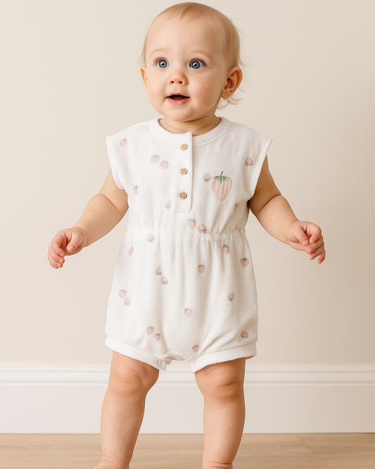 أفرهول صيفي برسمة الفراولة - الأبيض🍓