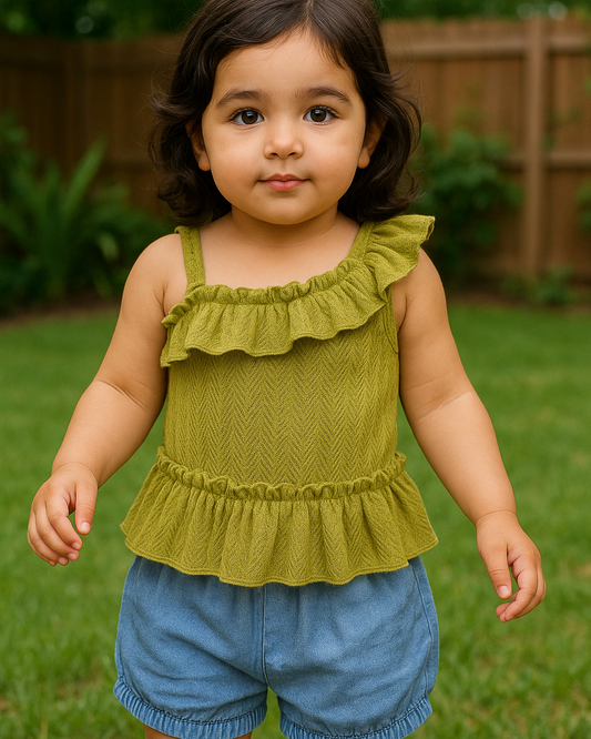 طقم قطعتين جينز خفيف💚