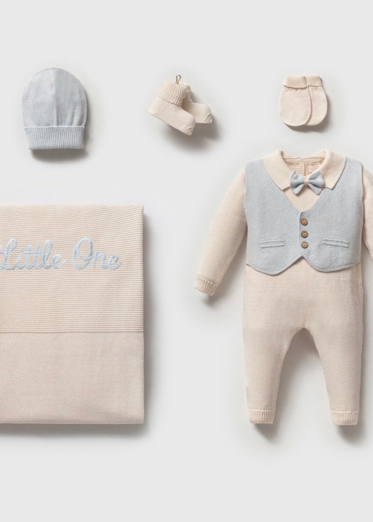 طقم بيبي حديث ولادة قطن غزل طبيعي ١٠٠٪‏ ازرق