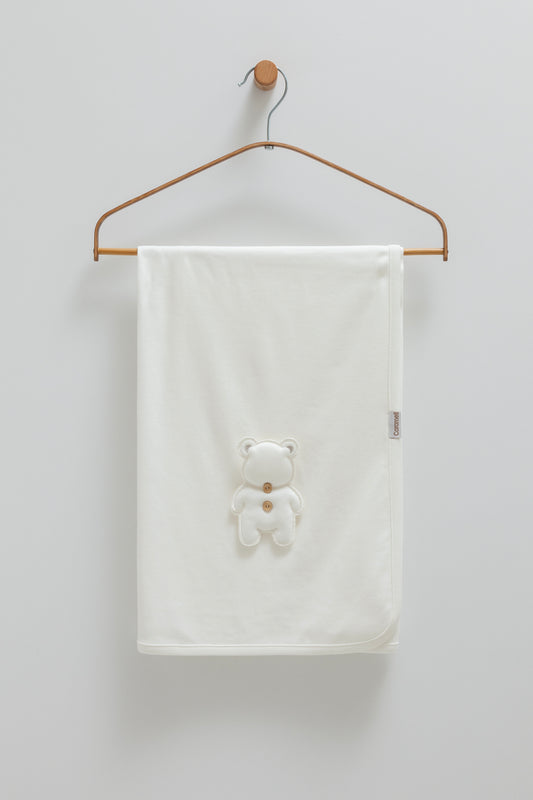 بطانية/ كوفلية بيبي قطن ١٠٠٪ ابيض🧸