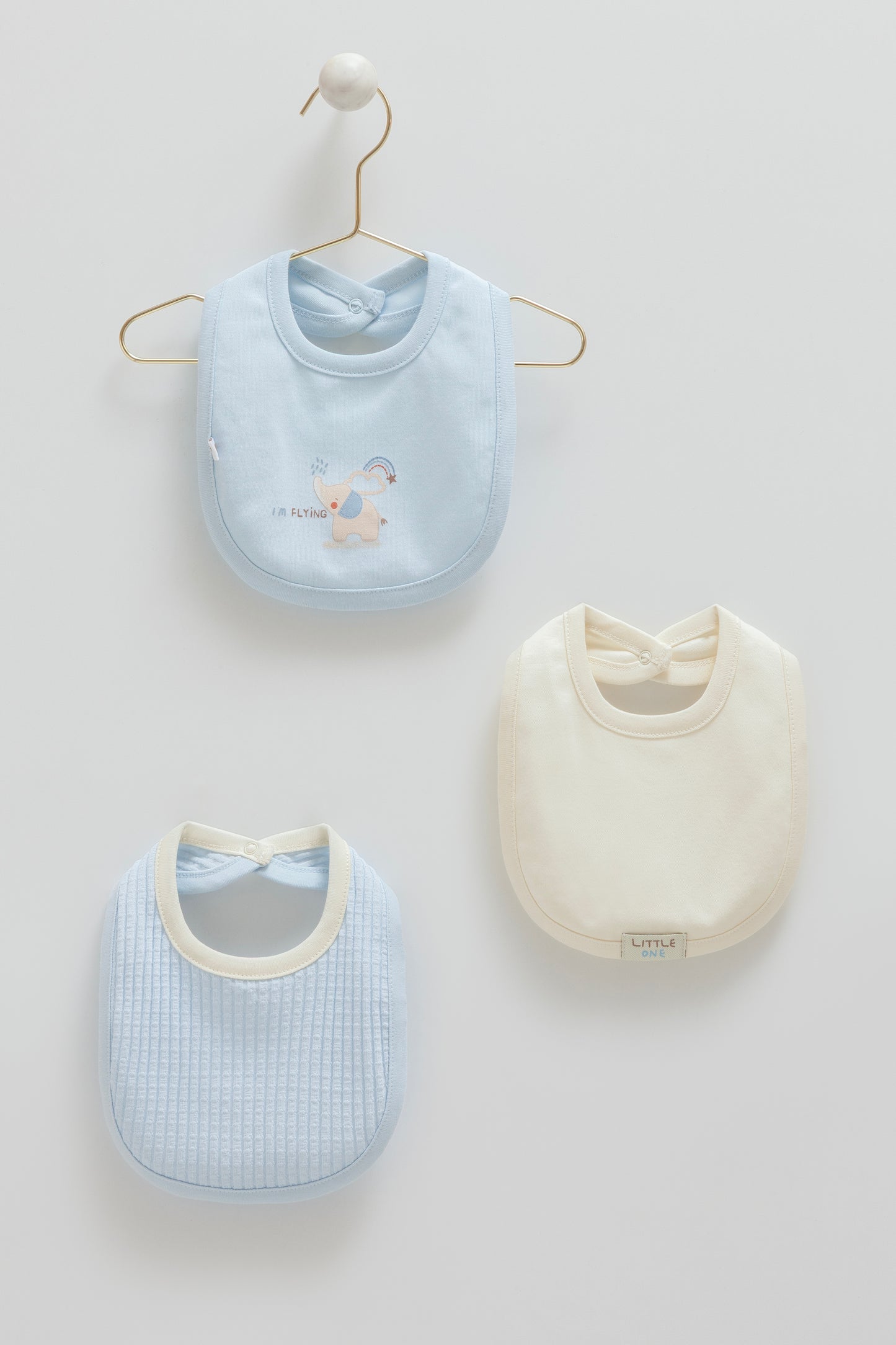 طقم مريلة ٣ قطع قطن ١٠٠٪‏ ازرق🐘