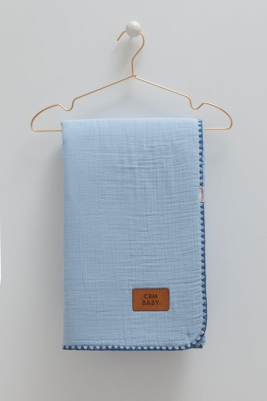 بطانية/ حرام بيبي قطن مبطن ❄️ ازرق