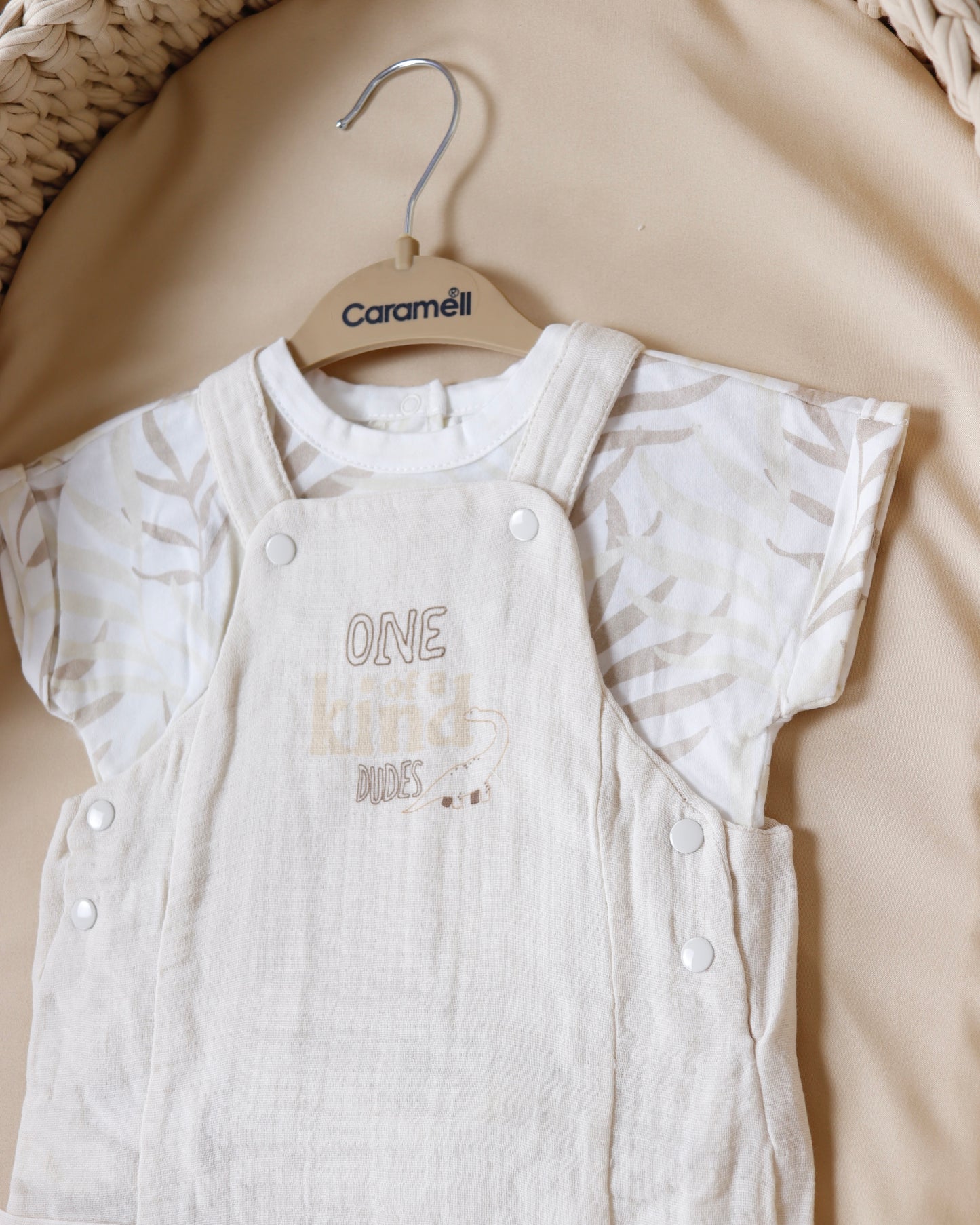 طقم أفرهول صيفي خفيف قطن ١٠٠٪‏ بيج