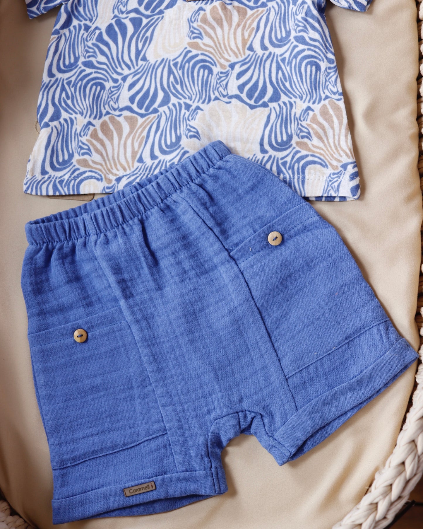 طقم قطعتين معرق باللون النيلي