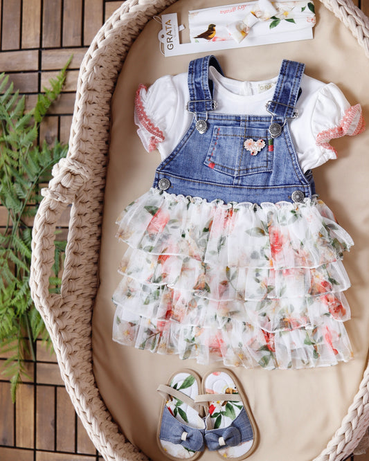 طقم فستان جينز وقطن ٤ قطع🤍