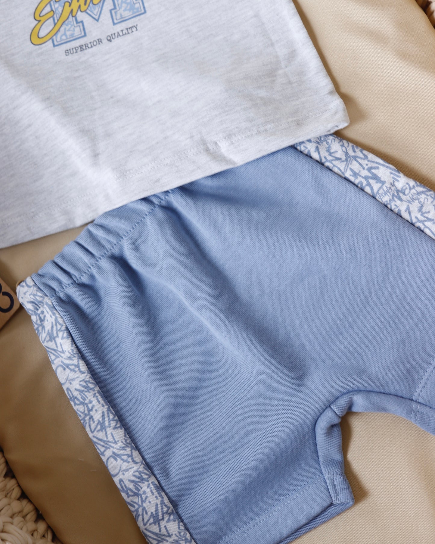 طقم صيفي قطن١٠٠٪‏ ازرق غامق ٣-١٨ شهر