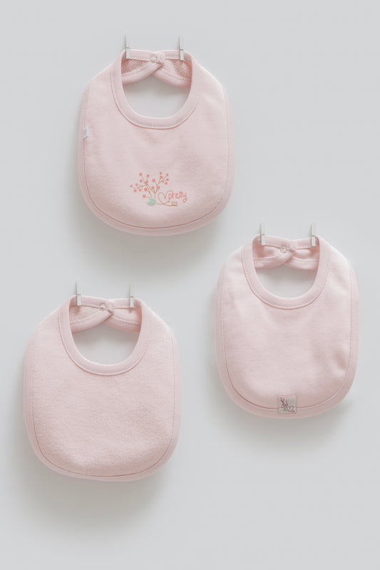 طقم مريلة ٣ قطع قطن ١٠٠٪‏ زهري