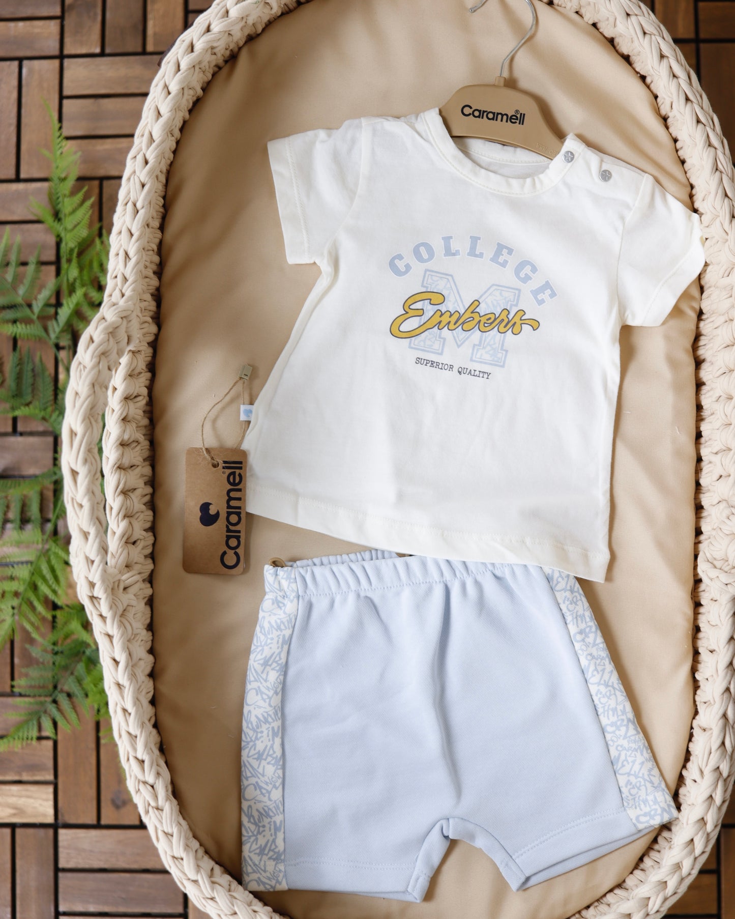 طقم صيفي قطن١٠٠٪‏ ازرق فاتح ٣-١٨ شهر