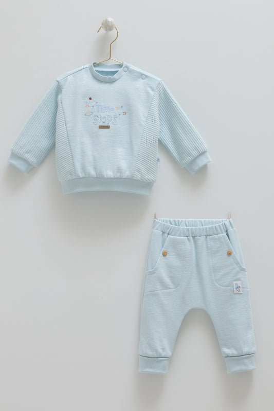 طقم قطعتن قطن ١٠٠٪‏ ازرق🪐