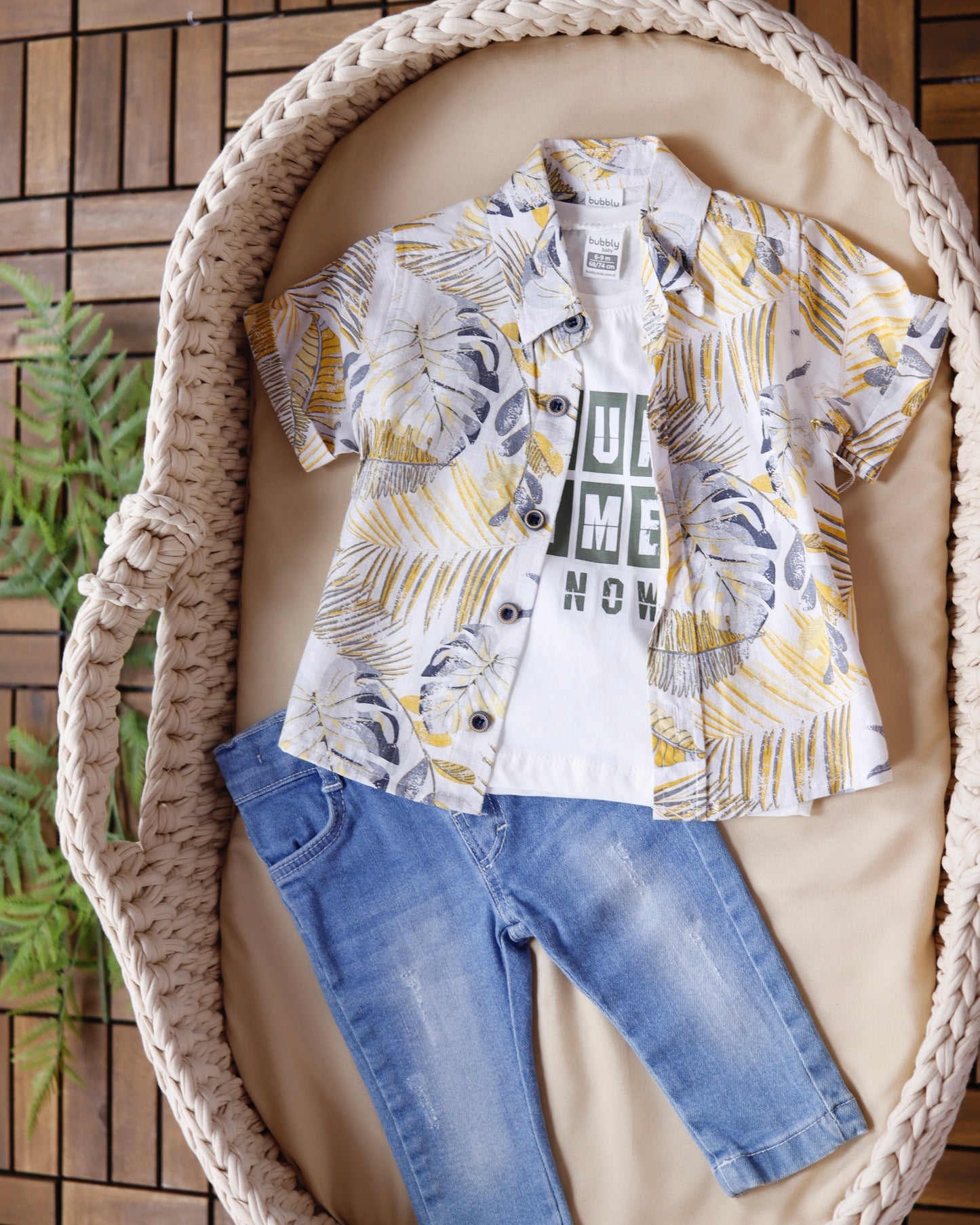 طقم جينز ٣ قطع - اصفر💛