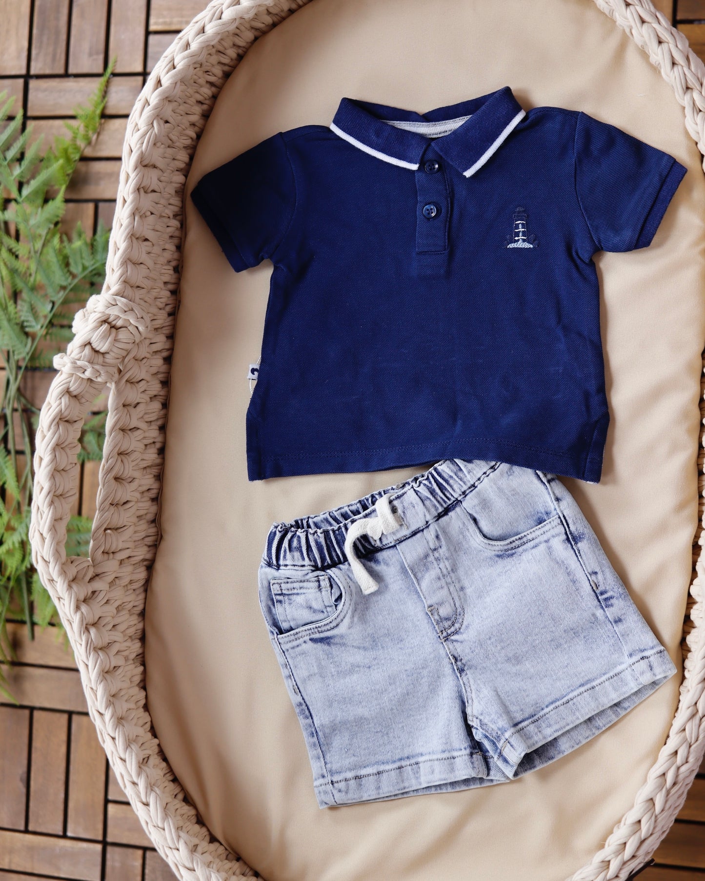 طقم جينز قطعتين💙 ٦-٣٦ شهر