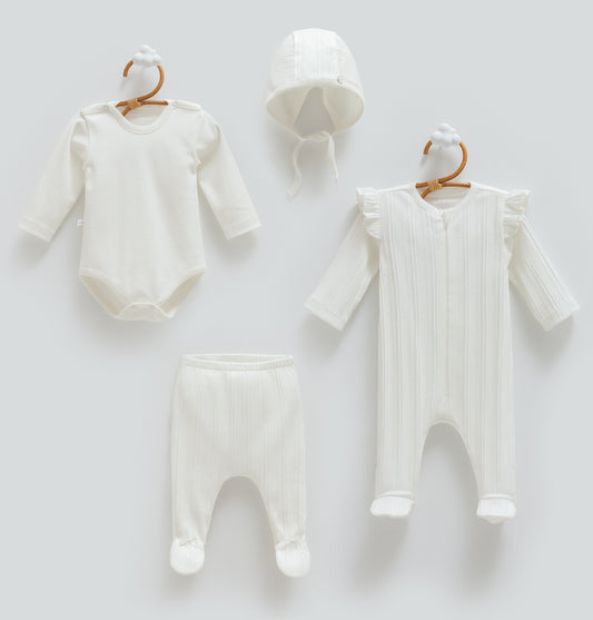 طقم بيبي ٤ قطع🪡قطن طبيعي ١٠٠٪‏