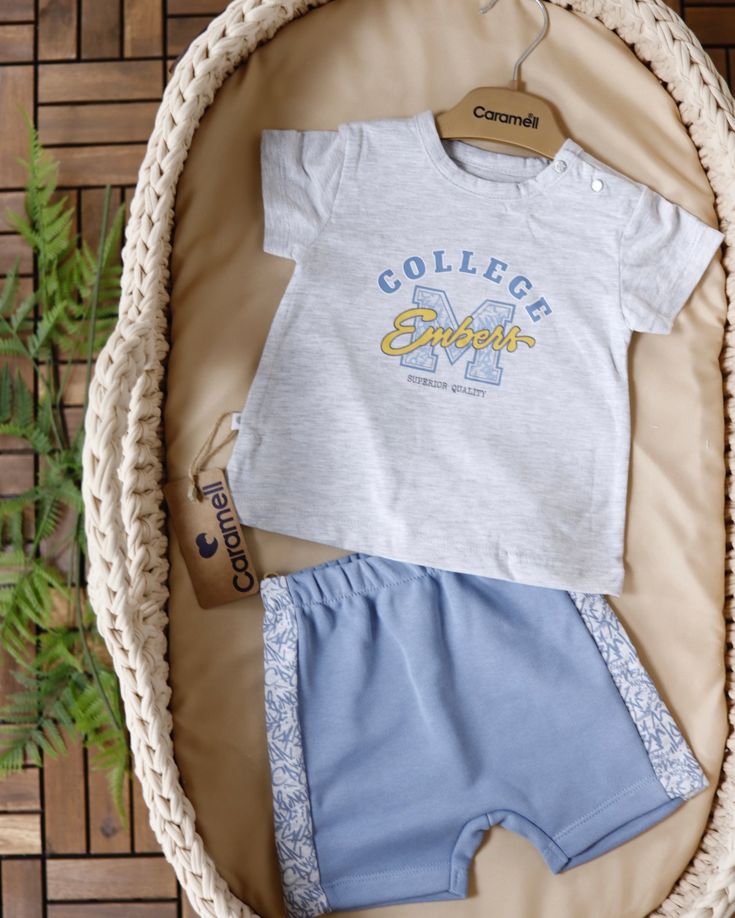 طقم صيفي قطن١٠٠٪‏ ازرق غامق ٣-١٨ شهر