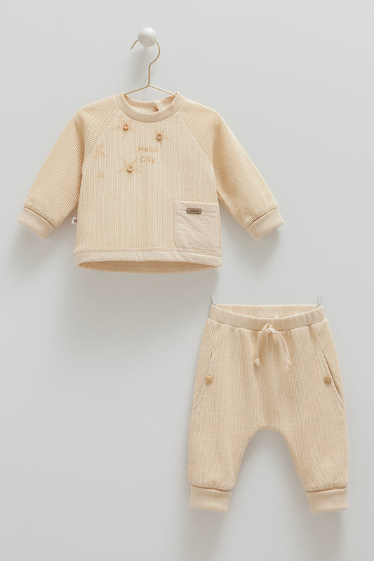 طقم قطعتن قطن ثقيل١٠٠٪‏ بيج✨