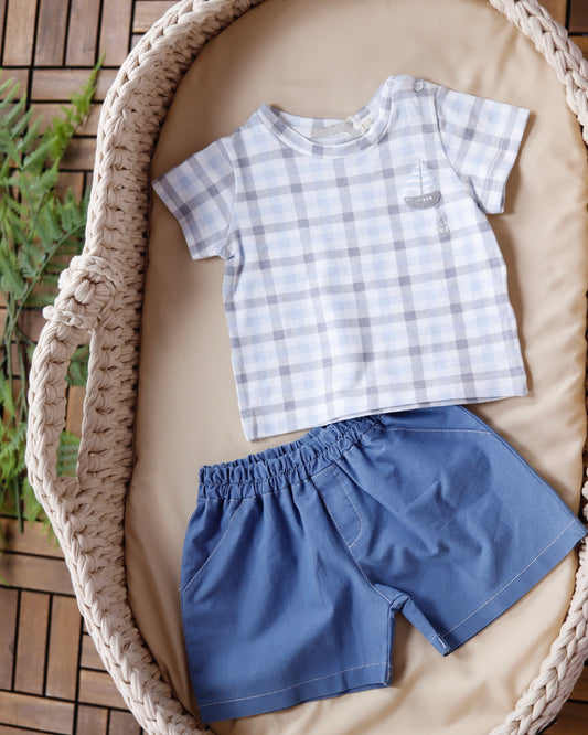 طقم شورت قطعتين🤍💙