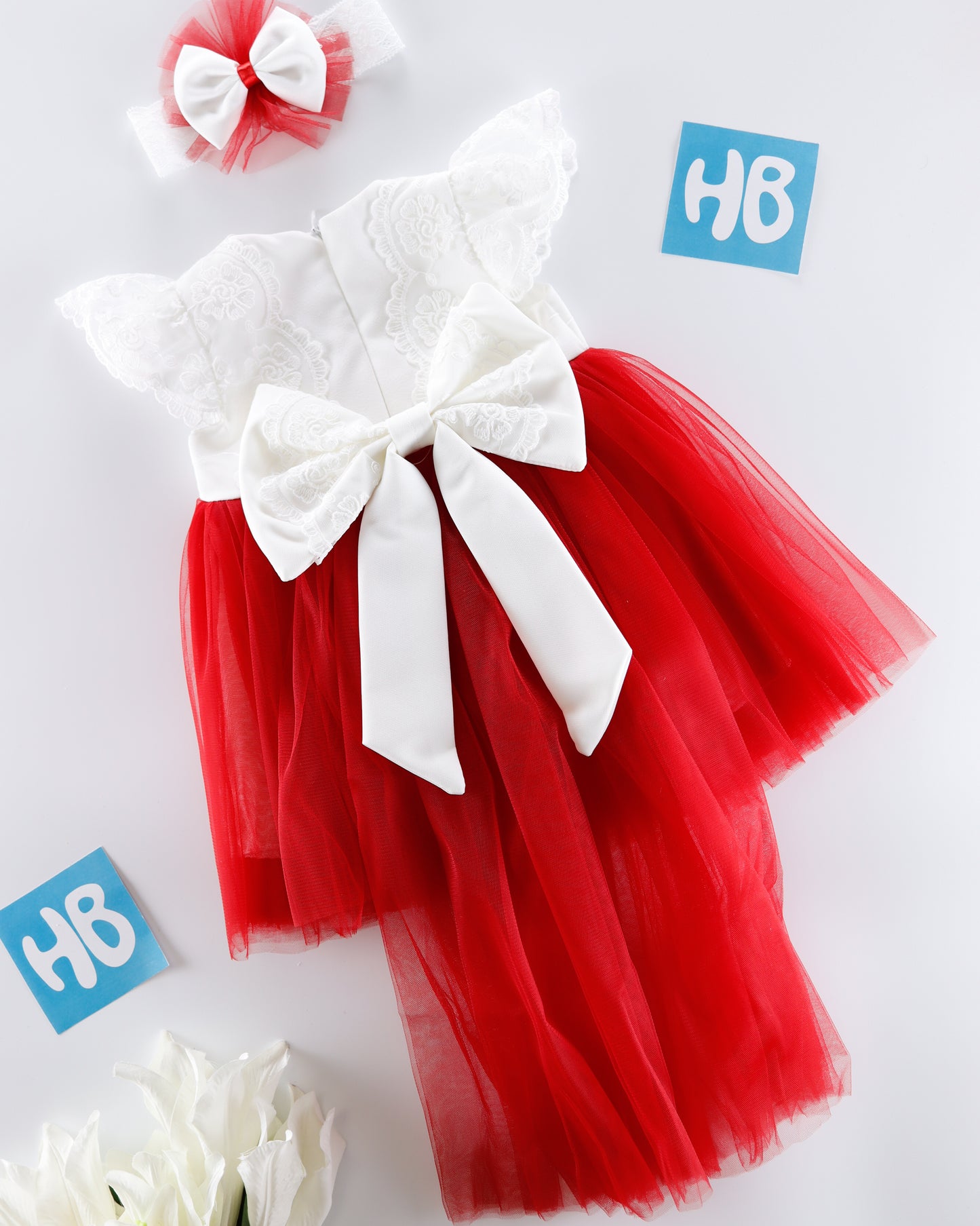 طقم فستان بيبي ٤ قطع - احمر