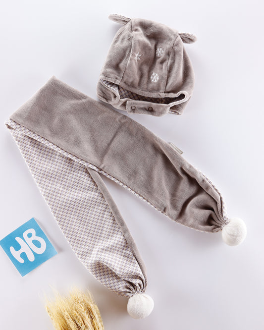 طقم طاقية مع لفحه مخمل